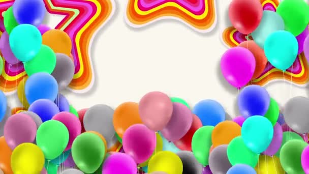 Kleurrijke Ballonnen Zwaaien Continu Wind Tegen Een Kleurrijke Achtergrond — Stockvideo