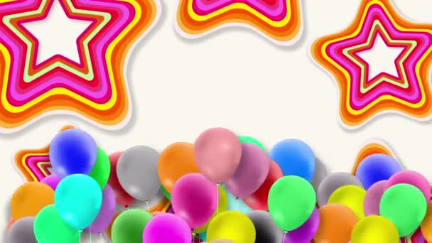 Colorful Balloons Sway Wind Continuously Colorful Background — Video Stock