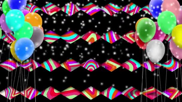Барвисті Кульки Сяють Вітрі Безперервно Барвистому Фоні — стокове відео
