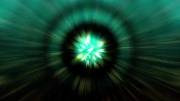 Den Överlappande Cirkellinjen Har Kontinuerlig Ljusstråle Som Rör Sig Inom — Stockvideo