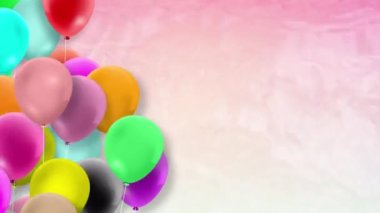 Rüzgarda sallanan renkli balonlar renkli bir arka plana doğru sürekli sallanıyor..