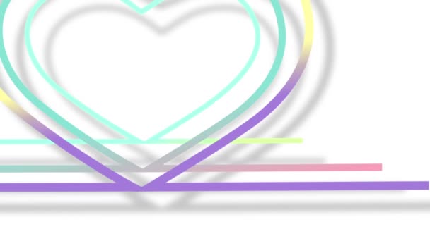 五彩缤纷的线条不停地移动 直到它们形成了一颗心 — 图库视频影像