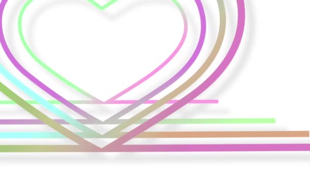 Colorful Lines Move Continuously Form Heart — Stock Video