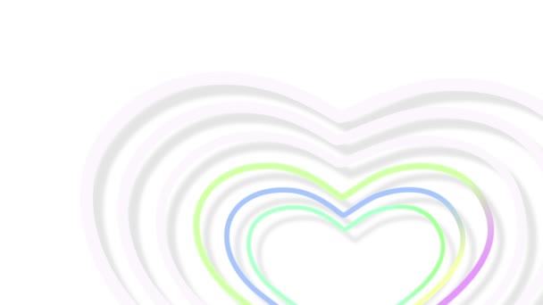 五彩缤纷的线条不停地移动 直到它们形成了一颗心 — 图库视频影像