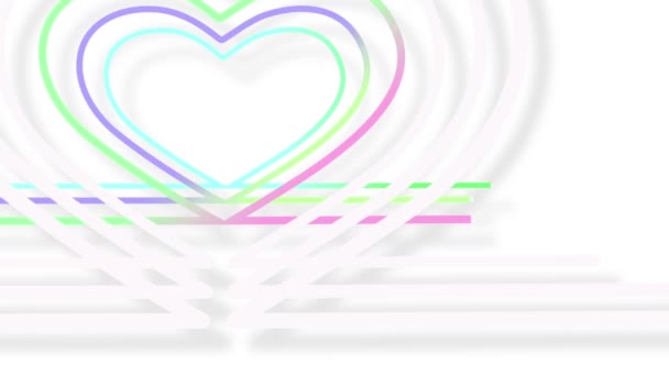 Kolorowe Linie Poruszają Się Nieustannie Tworzą Serce — Wideo stockowe