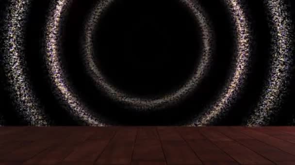 五彩斑斓的圆圈在不停地移动 中间有一个黑洞 在地面上有一个倒影 — 图库视频影像