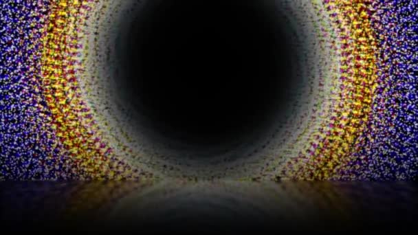 Colorful Circles Were Moving Continuously Black Hole Center Reflection Ground — Stock Video