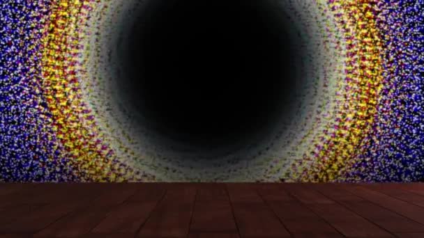 Kolorowe Kręgi Ciągle Się Poruszały Środku Była Czarna Dziura Odbiciem — Wideo stockowe