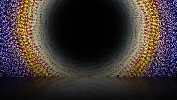 Kolorowe Kręgi Ciągle Się Poruszały Środku Była Czarna Dziura Odbiciem — Wideo stockowe