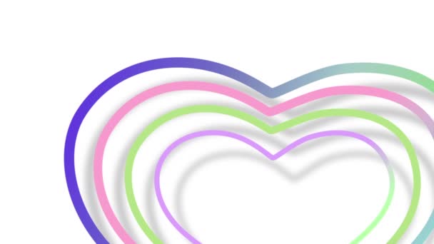 Kolorowe Linie Poruszające Się Kształcie Serca Wyglądają Jasno Pięknie — Wideo stockowe