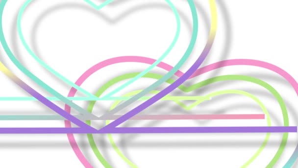 Colorful Lines Moving Shape Heart Look Bright — 图库视频影像