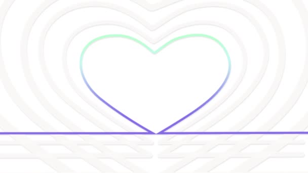 Πολύχρωμες Γραμμές Που Κινούνται Στο Σχήμα Μιας Καρδιάς Φαίνονται Φωτεινές — Αρχείο Βίντεο