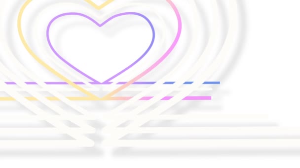 Πολύχρωμες Γραμμές Που Κινούνται Στο Σχήμα Μιας Καρδιάς Φαίνονται Φωτεινές — Αρχείο Βίντεο