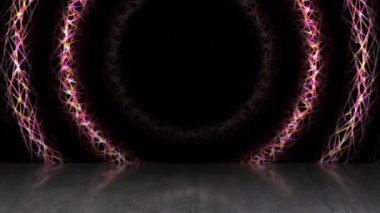 Colorful light streaks swirl across the area looking bright.