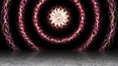 Colorful light streaks swirl across the area looking bright.