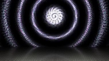 Colorful light streaks swirl across the area looking bright.