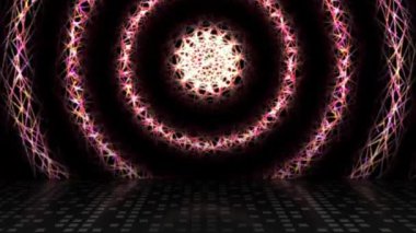 Colorful light streaks swirl across the area looking bright.