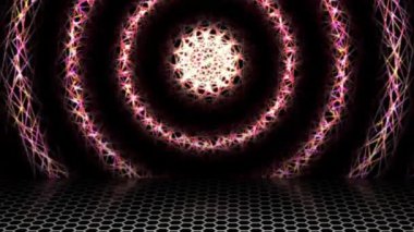 Colorful light streaks swirl across the area looking bright.