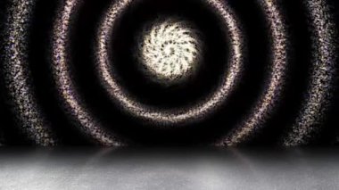 Colorful light streaks swirl across the area looking bright.