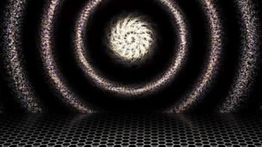 Colorful light streaks swirl across the area looking bright.