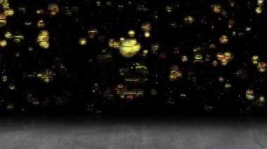 Parlak renkli uzayda sayısız renkli baloncuklar uçuşuyordu..