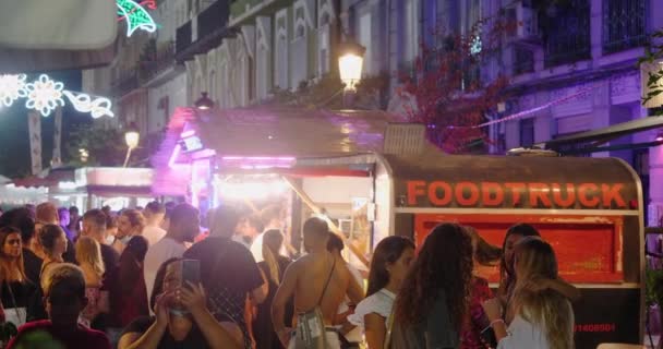 People gather on street to celebrate Las Fallas festival — Video Stock