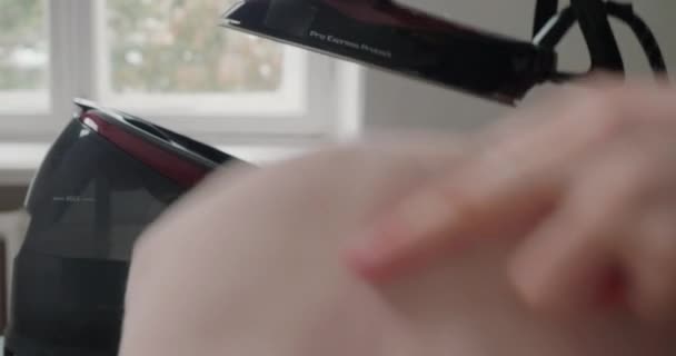 Woman Steams Felt Body Table Make Material Soft Elastic Female — Stockvideo