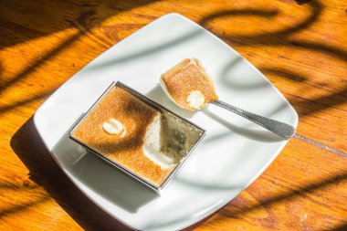 Thai desserts are delicious and sweet. It is arranged in a plate.