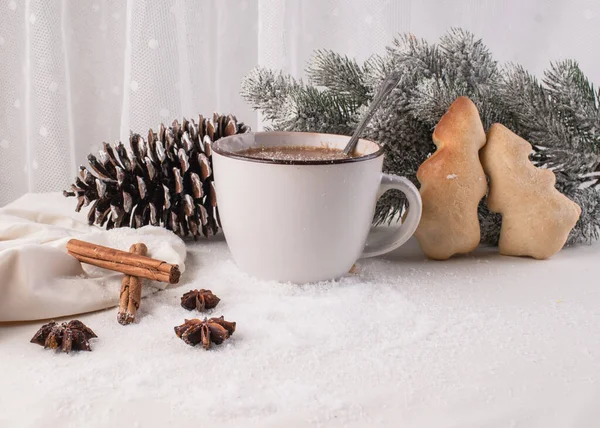 Pausa Caffè Natale Bianco Foto Stock