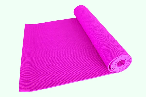 紫色瑜伽垫被隔离在白色背景上 — 图库照片