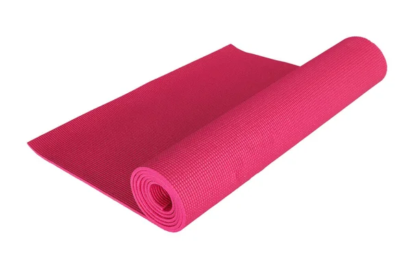 Tapis Yoga Rouge Isolé Sur Blanc — Photo