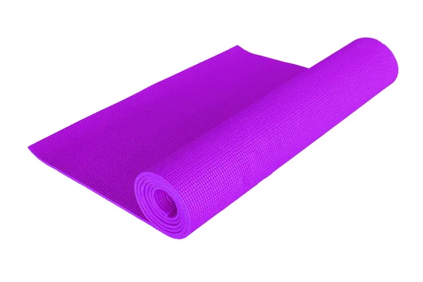 Esterilla Yoga Púrpura Aislada Blanco —  Fotos de Stock