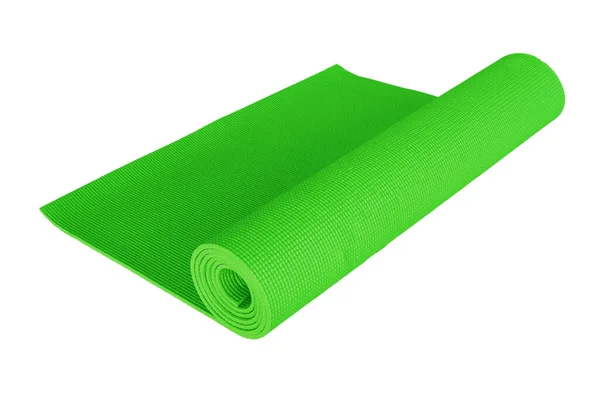 Tapis Yoga Vert Isolé Sur Blanc — Photo