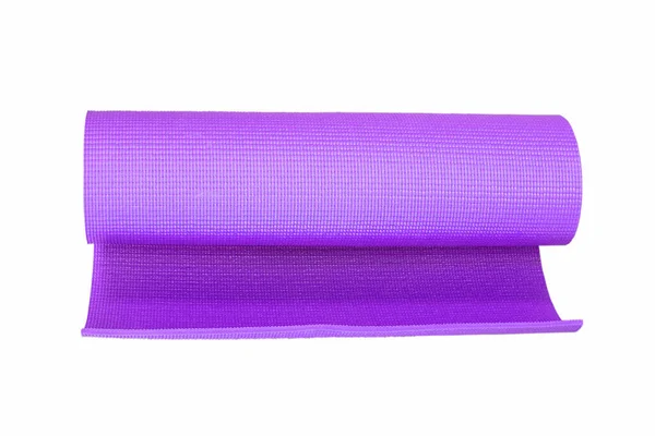 Tapis Yoga Violet Isolé Sur Fond Blanc — Photo