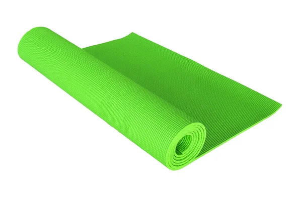 Tapis Yoga Vert Isolé Sur Blanc — Photo