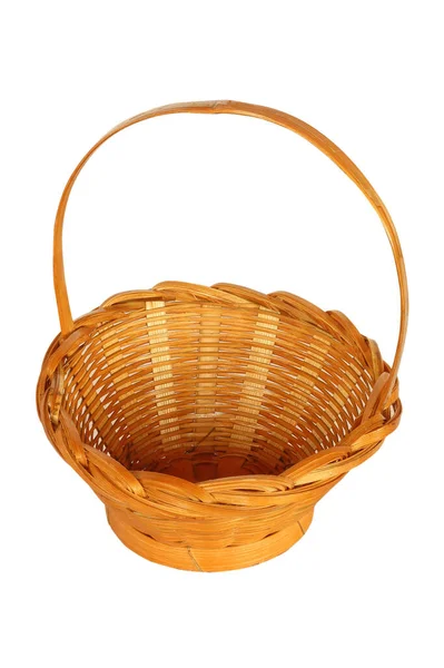 Basket Small Brown Isolated White Background — Zdjęcie stockowe