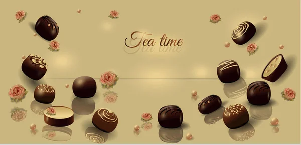 set of assorted chocolate candies and chocolates on white background, 3d rendering