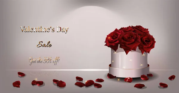 Fondo Día San Valentín Con Rosas — Vector de stock