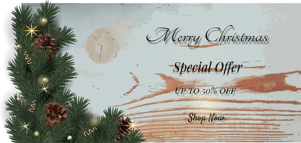 new years's eve, decorated with fir tree branch and christmas decoration on white background.