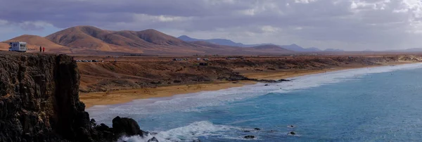 Vista Aérea Sobre Playa Cotillo Norte Canarias Fuerteventura España Panorama — Foto de Stock