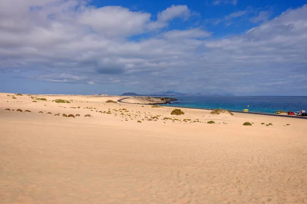 Kanarya Adası Fuerteventura Daki Corralejo Nun Kum Tepelerine Bakın — Stok fotoğraf