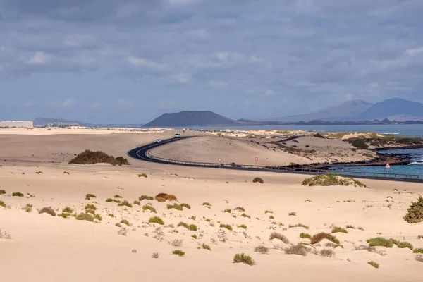 View on the sand dunes of Corralejo on the Canary Island Fuerteventura.