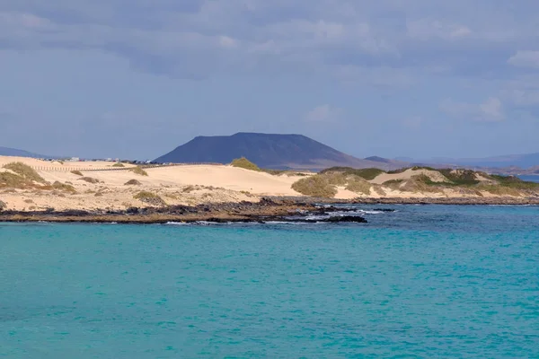 Pohled Ostrovy Lobos Lanzarote Pláže Corralejo Fuerteventura — Stock fotografie