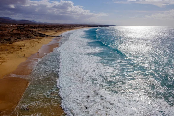 Flygfoto Över Stranden Cotillo Kanarieöarna Fuerteventura — Stockfoto