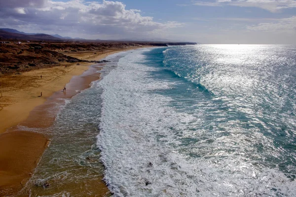 Veduta Aerea Sulla Spiaggia Cotillo Sulle Canarie Fuerteventura — Foto Stock