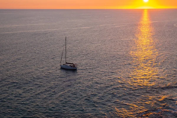 Vista Barco Mar Pôr Sol — Fotografia de Stock