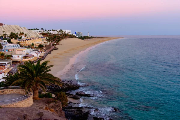 Vue Sur Plage Morro Jable Coucher Soleil Sur Île Des — Photo