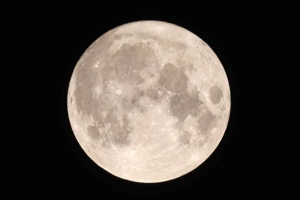 Supermoon Dark Night Sky Closeup — Photo