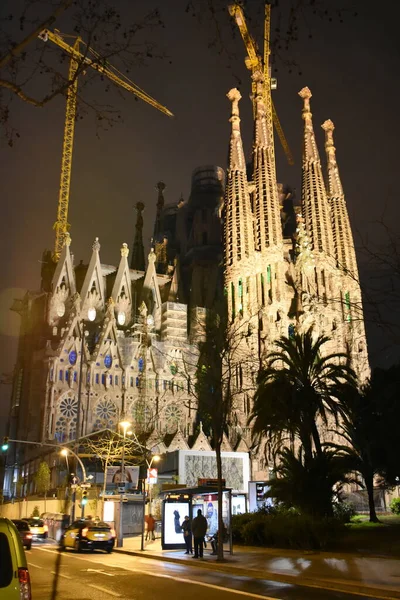 Utsikt Över Den Antika Katedralen Natten — Stockfoto