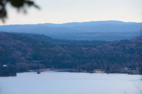 木々のある湖や山の美しい景色 — ストック写真